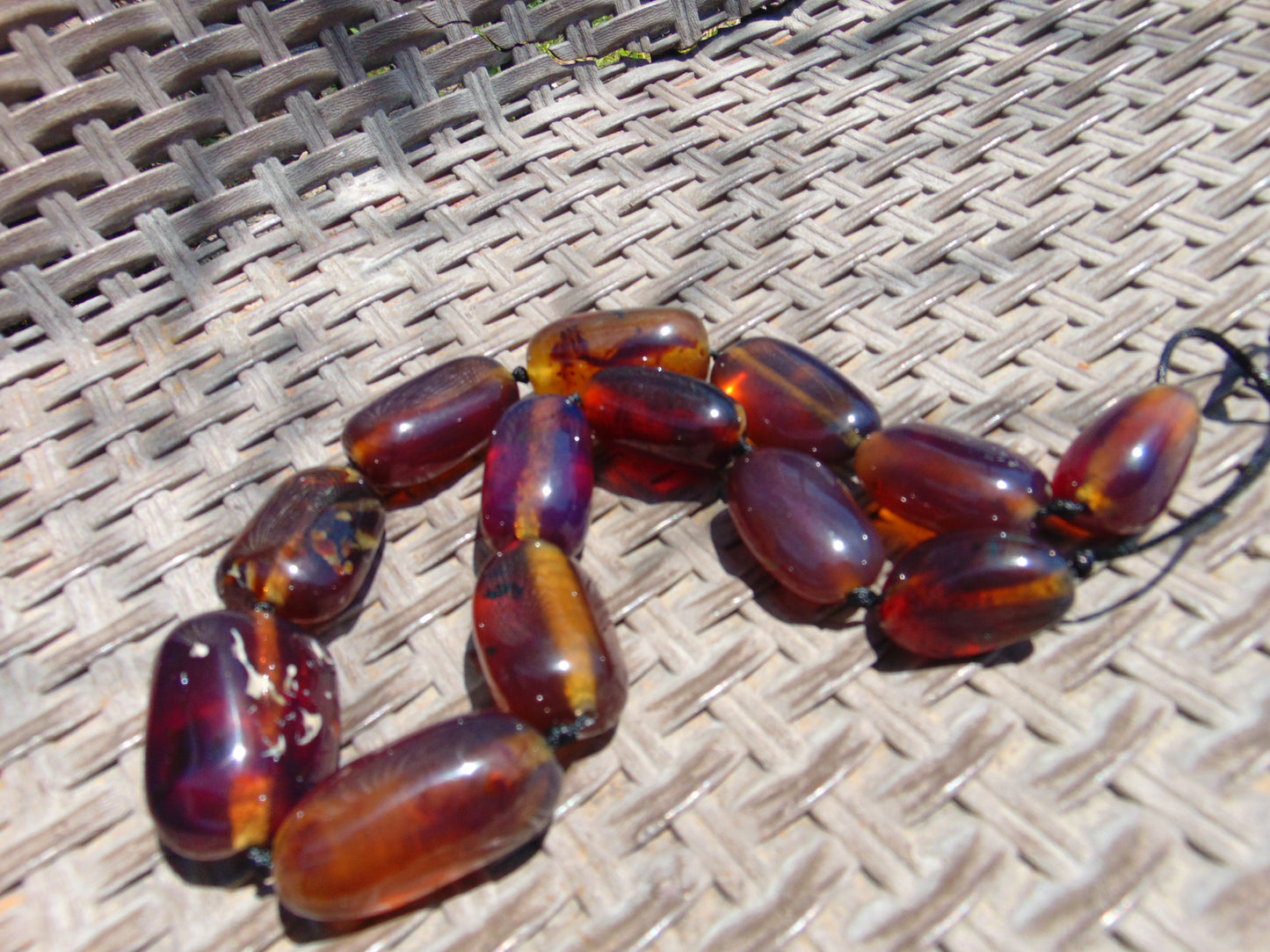 105 gr 13 beads Big Necklace Indonesian blue Amber for Healing FRN4
