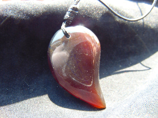 Natural Indonesian Blue Amber Pendant Magatama, 13 gram Blue Amber Comma Pendant,Unique Statement Gift for Men Women 26y51