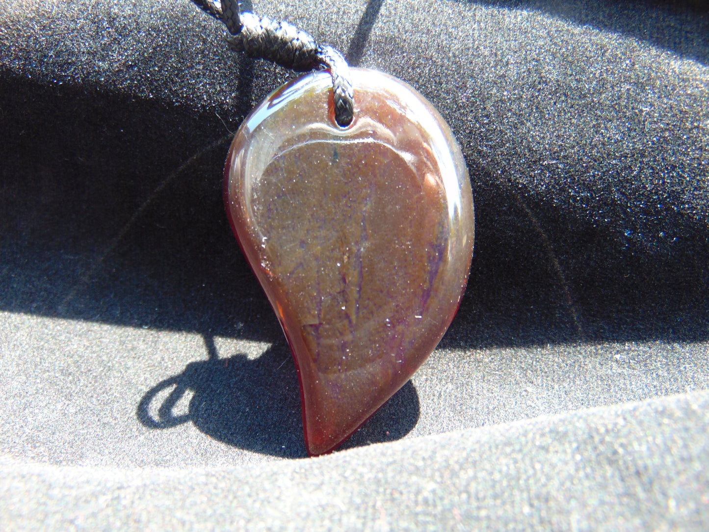 Natural Indonesian Blue Amber Pendant Magatama, 13 gram Blue Amber Comma Pendant,Unique Statement Gift for Men Women 26y51