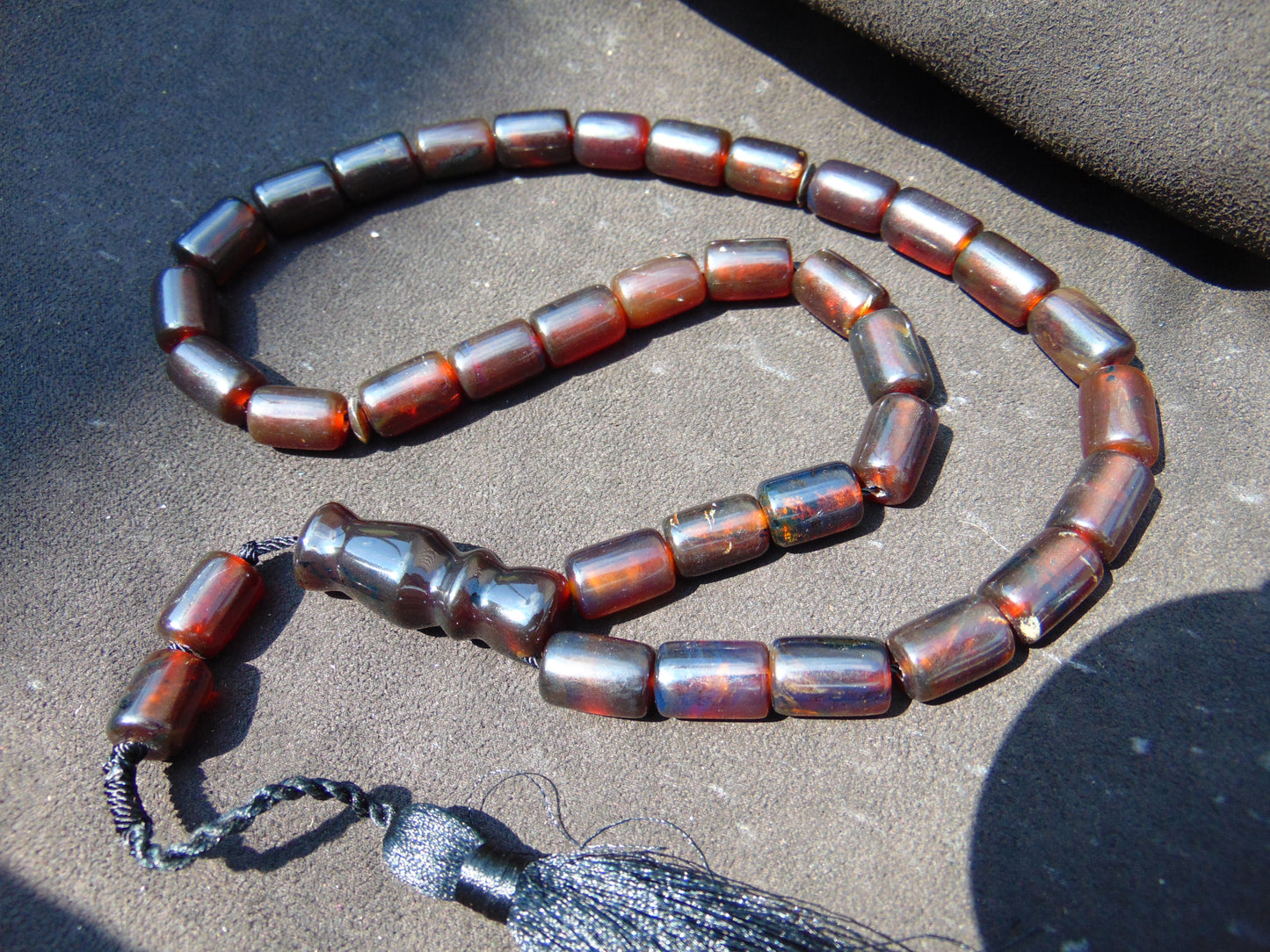 56 gr Komboloi Rosary 33+2 Beads 10x16 mm Indonesian Yellow Red Amber for Healing TU2
