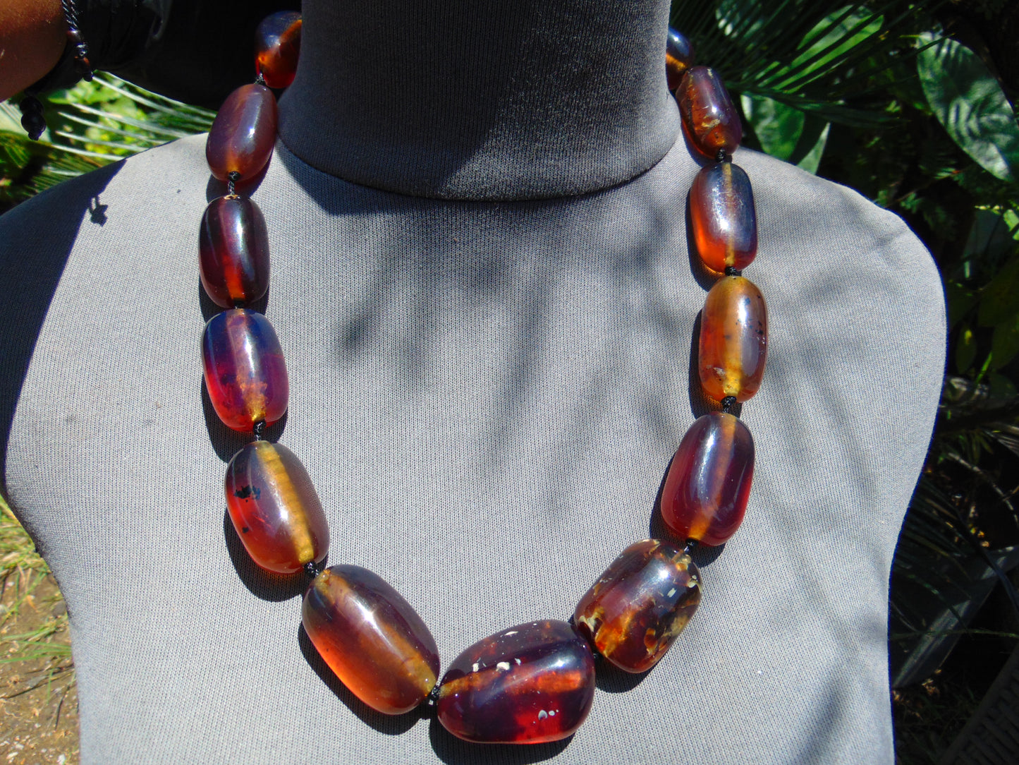 105 gr 13 beads Big Necklace Indonesian blue Amber for Healing FRN4