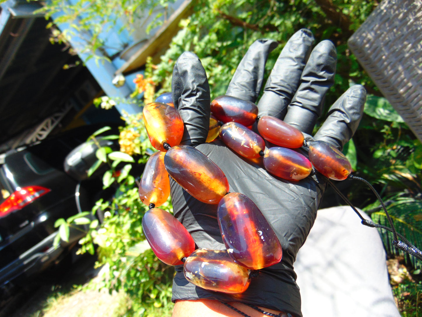 105 gr 13 beads Big Necklace Indonesian blue Amber for Healing FRN4