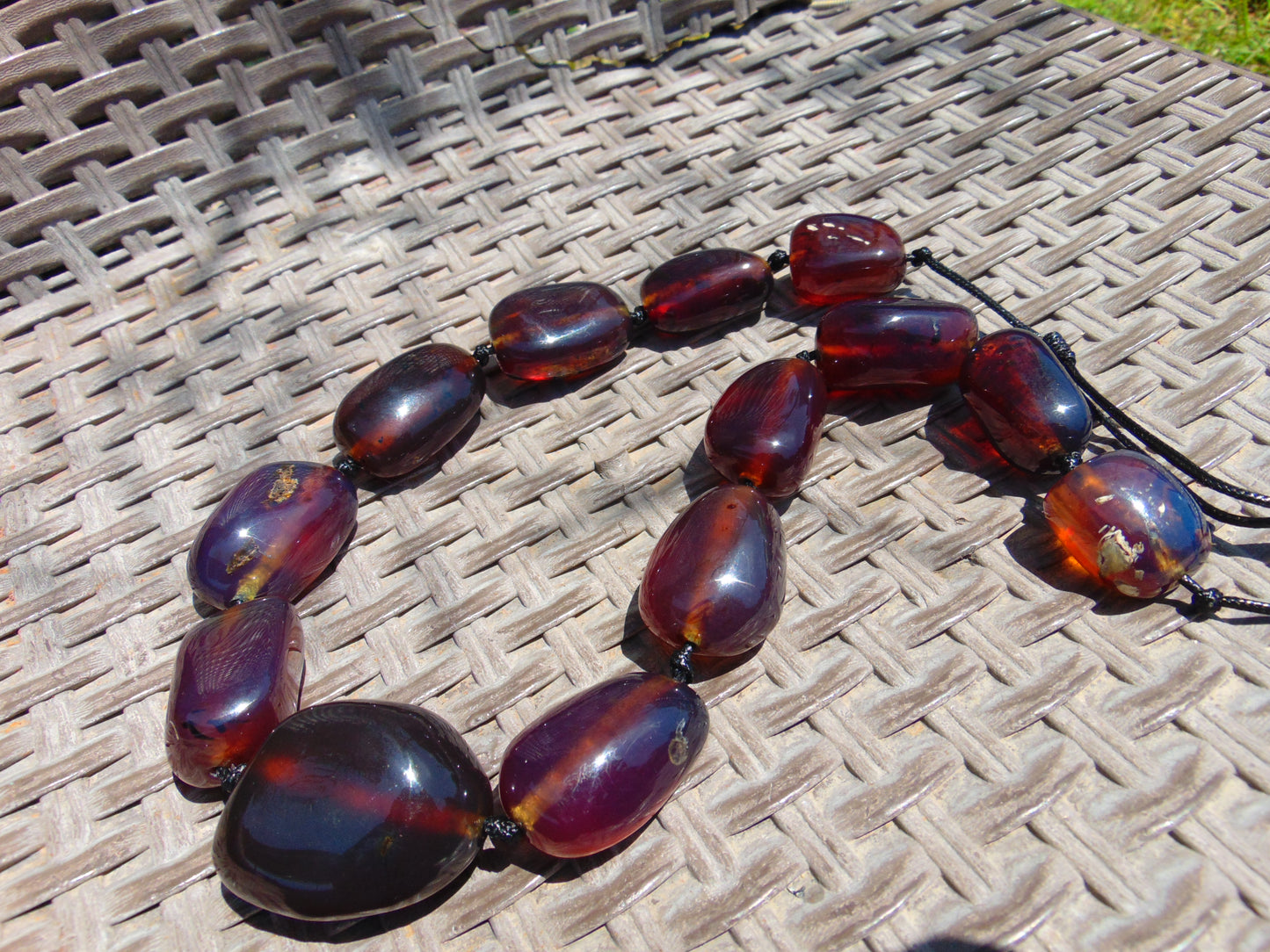 145 gr 13 beads Big Necklace Indonesian blue Amber for Healing FRN13