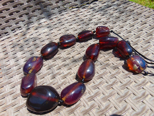145 gr 13 beads Big Necklace Indonesian blue Amber for Healing FRN13