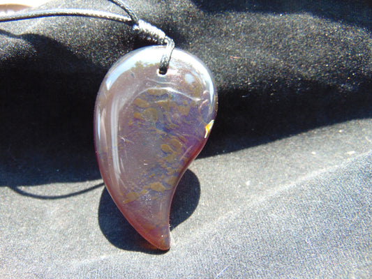 Natural Indonesian crystal dark blue Amber Pendant Magatama, 26.9 gram Amber Comma Pendant,Unique Statement Gift for Men Women 26N32