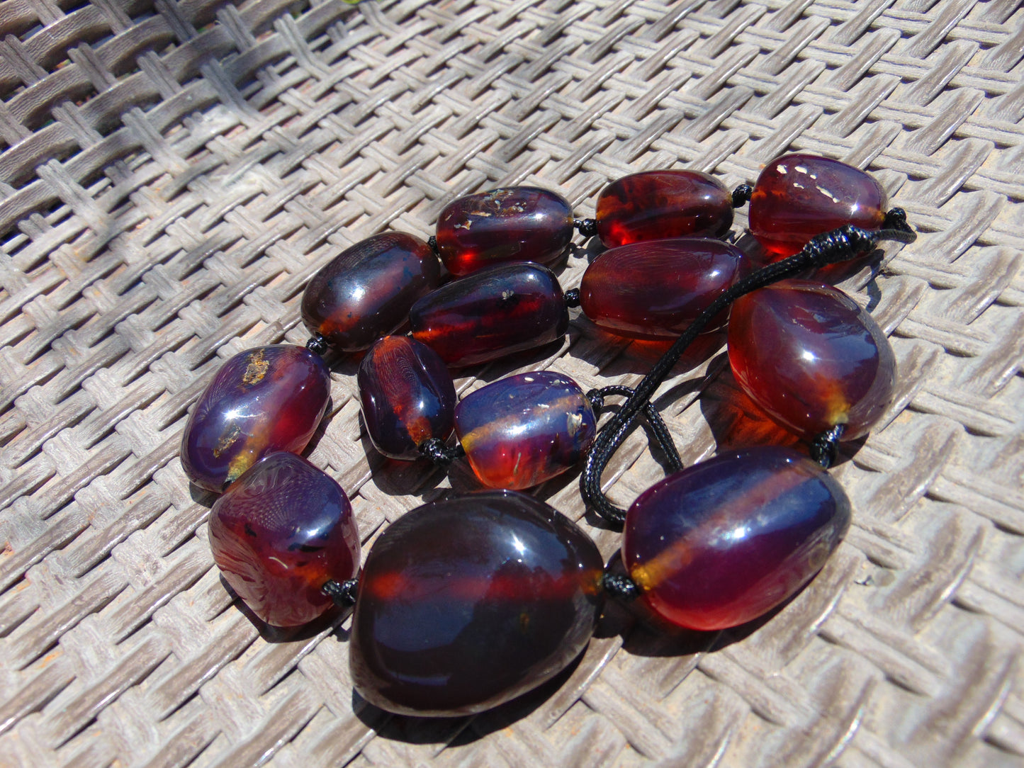 145 gr 13 beads Big Necklace Indonesian blue Amber for Healing FRN13