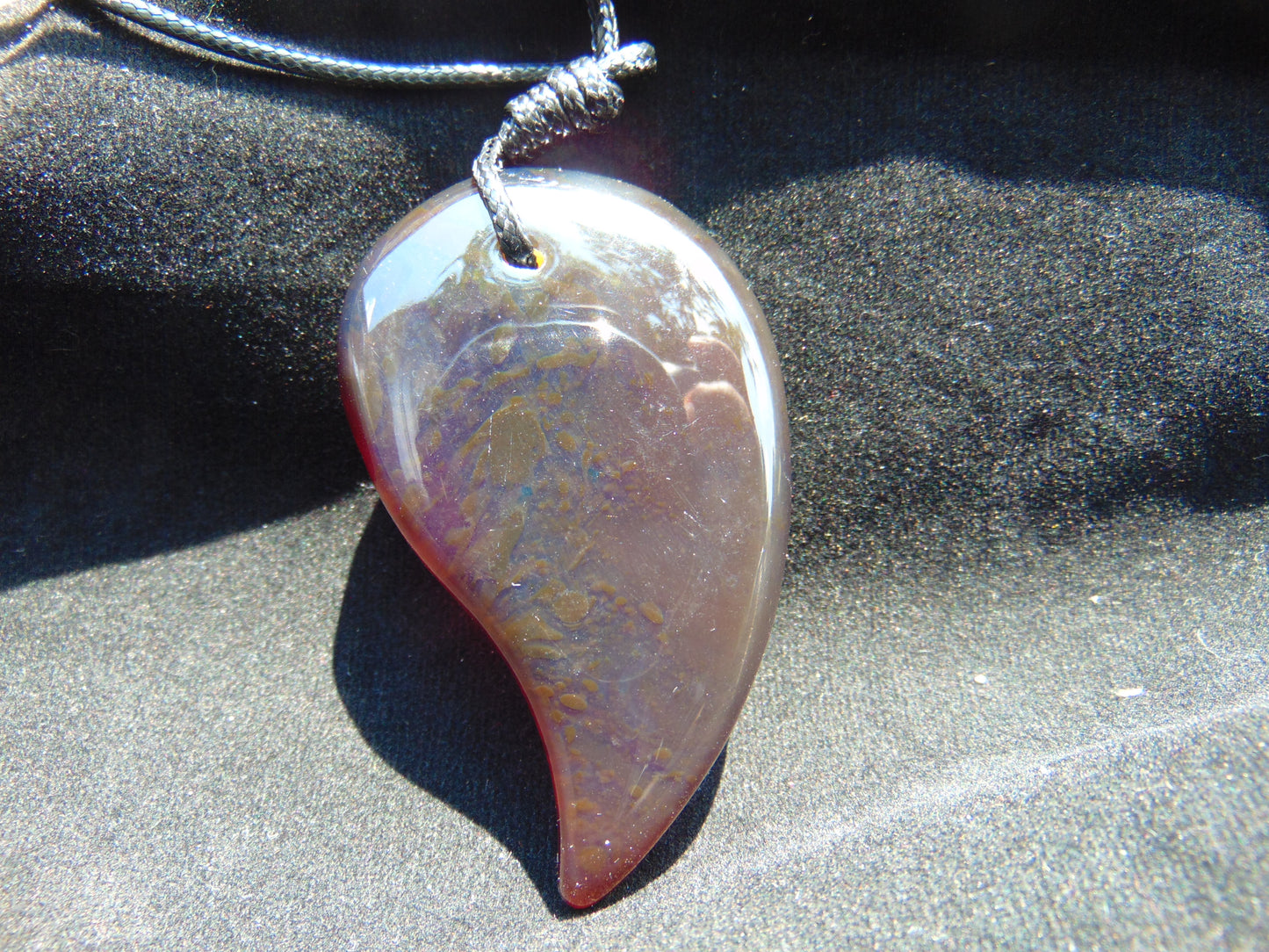 Natural Indonesian crystal dark blue Amber Pendant Magatama, 26.9 gram Amber Comma Pendant,Unique Statement Gift for Men Women 26N32