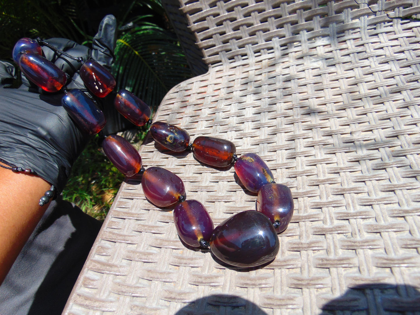 145 gr 13 beads Big Necklace Indonesian blue Amber for Healing FRN13