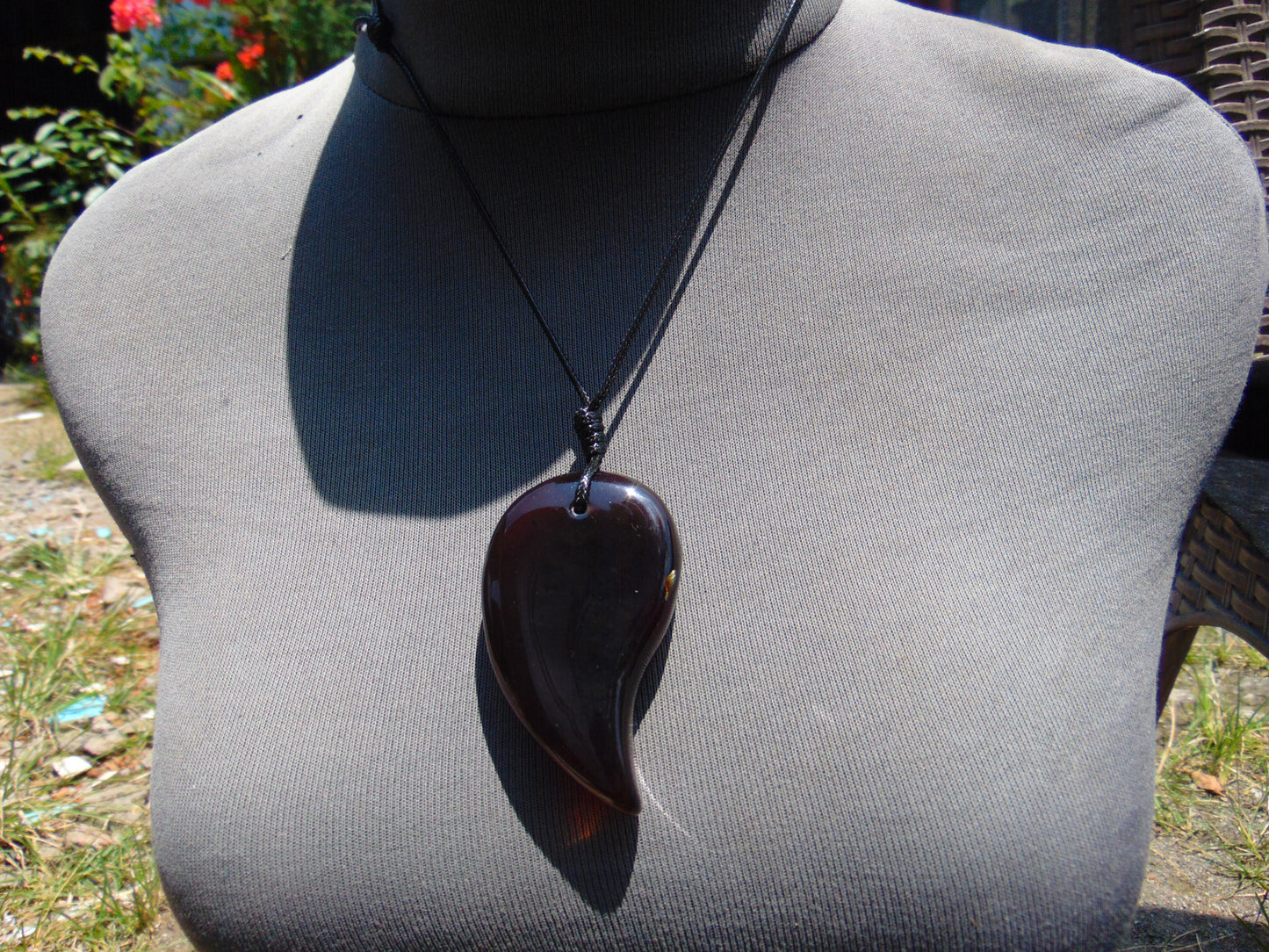 Natural Indonesian crystal dark blue Amber Pendant Magatama, 26.9 gram Amber Comma Pendant,Unique Statement Gift for Men Women 26N32