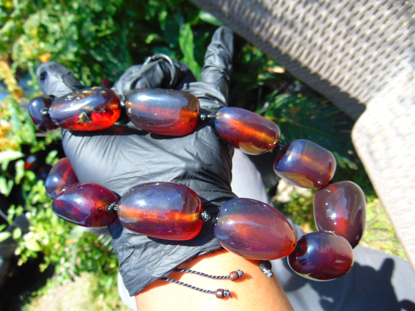 145 gr 13 beads Big Necklace Indonesian blue Amber for Healing FRN13