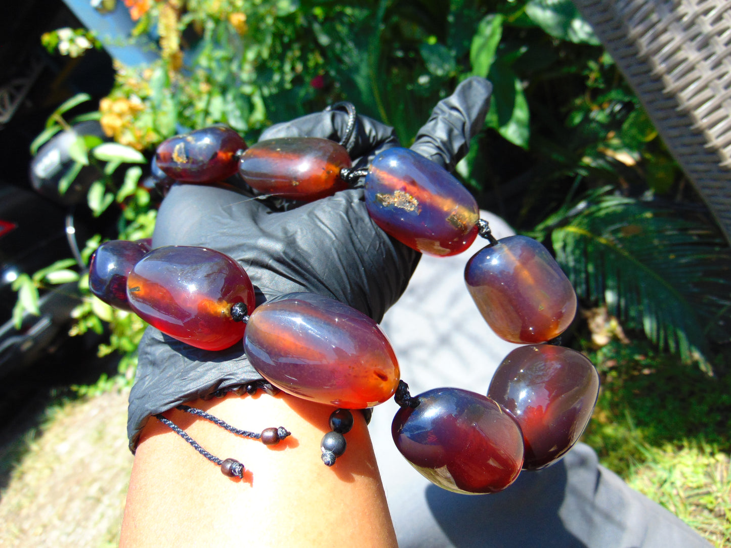 145 gr 13 beads Big Necklace Indonesian blue Amber for Healing FRN13