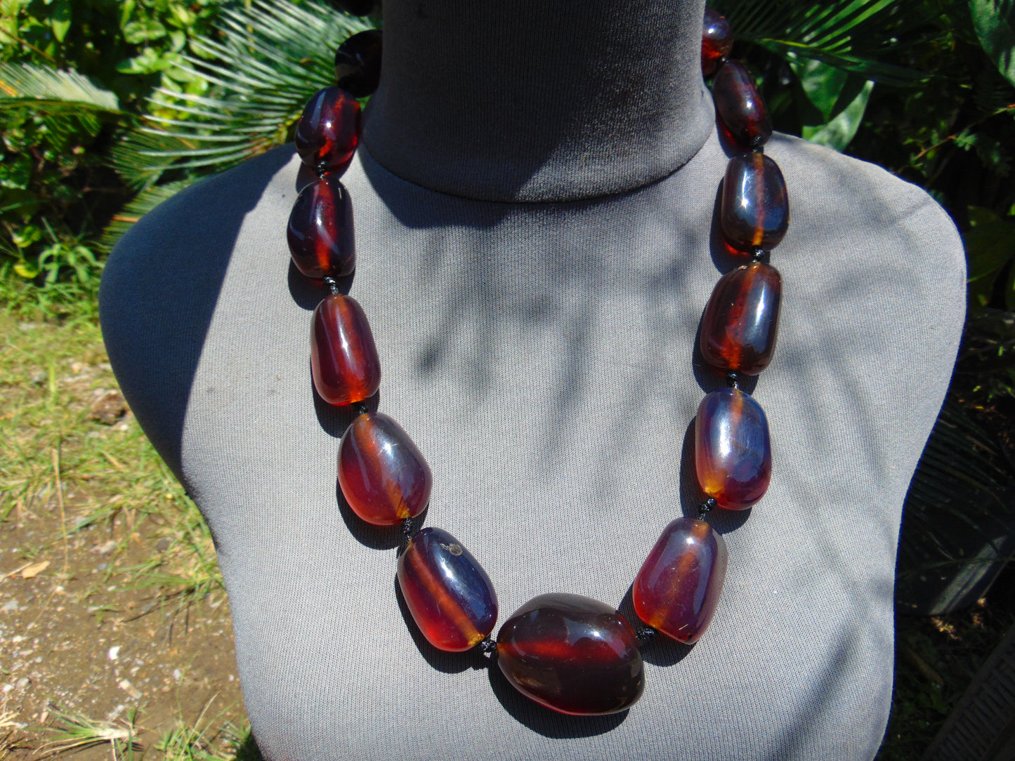 145 gr 13 beads Big Necklace Indonesian blue Amber for Healing FRN13