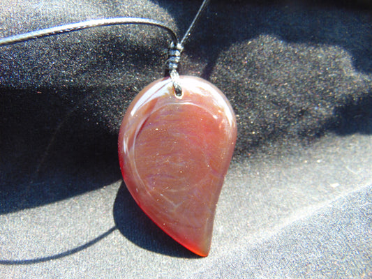 Natural Indonesian Red Amber Pendant Magatama, 12 gram Red Amber Comma Pendant,Unique Statement Gift for Men Women 26y53