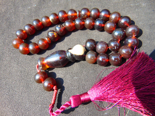 42 gr Hand Tasbih 33+2 Beads 12 mm Indonesian Cherry Red Amber for Healing TB2