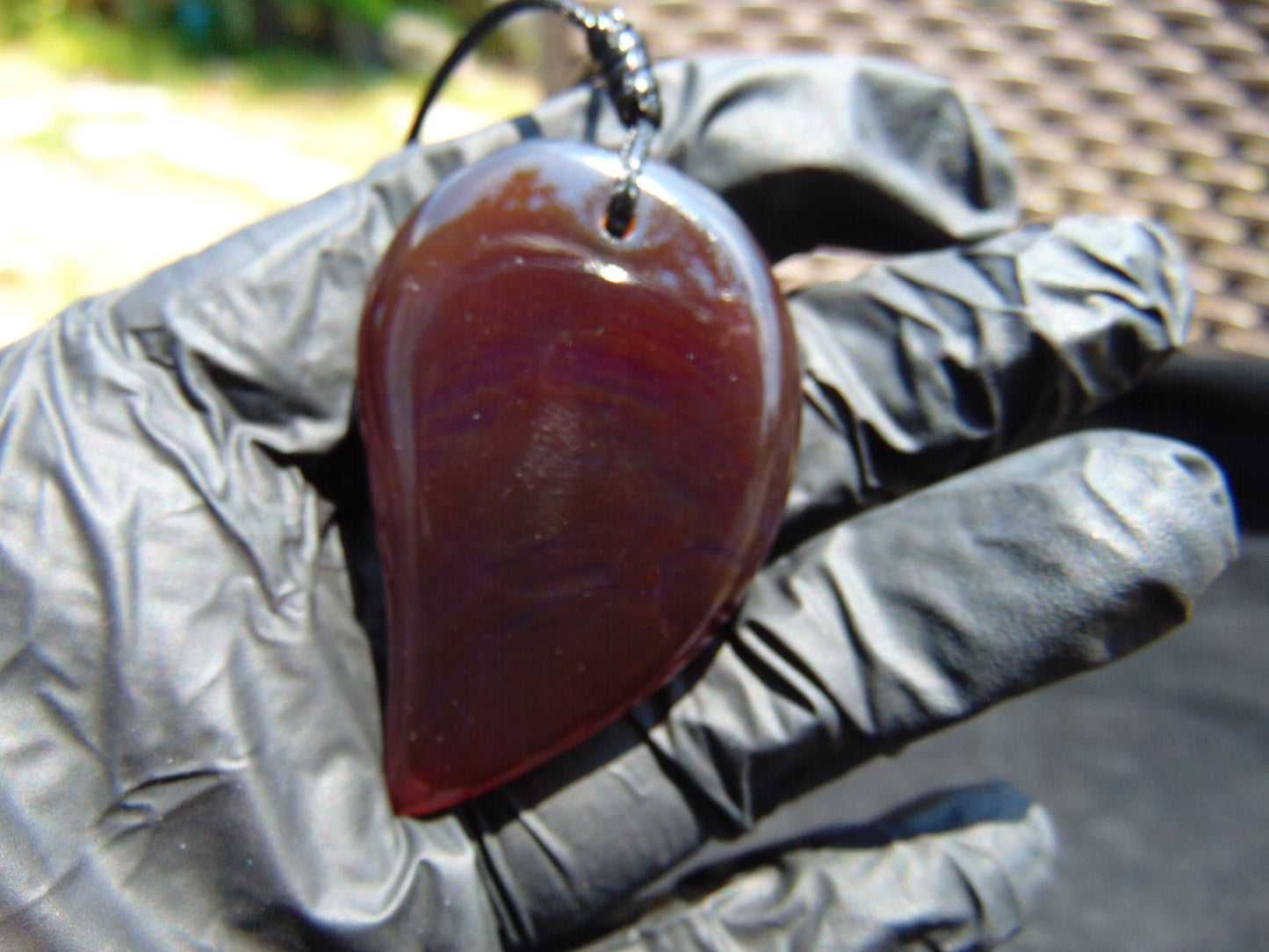 Natural Indonesian Red Amber Pendant Magatama, 11 gram Red Amber Comma Pendant,Unique Statement Gift for Men Women 26A52