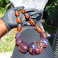 144 gr 14 beads Big Necklace Indonesian blue Amber for Healing FRN7