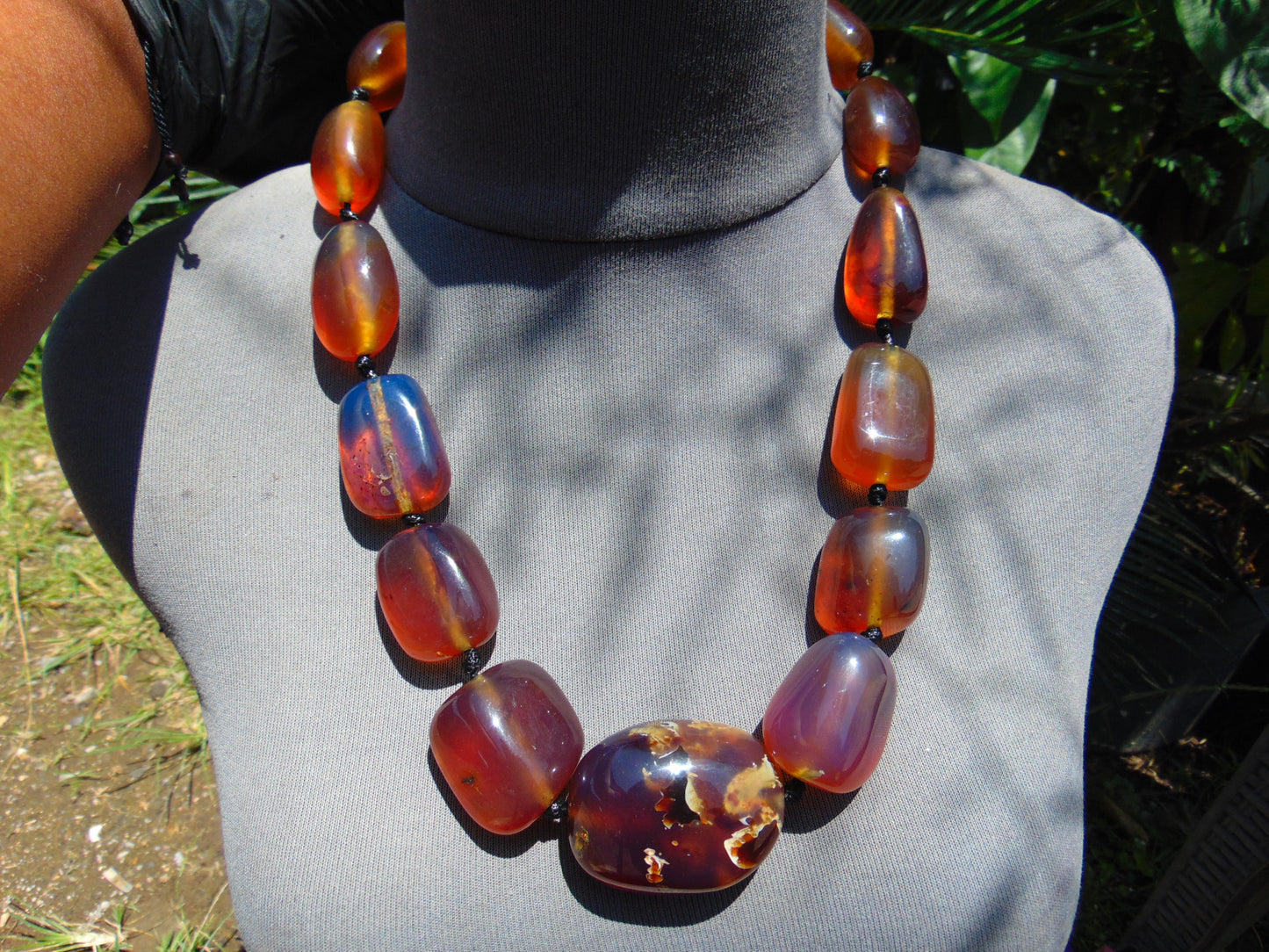 144 gr 14 beads Big Necklace Indonesian blue Amber for Healing FRN7