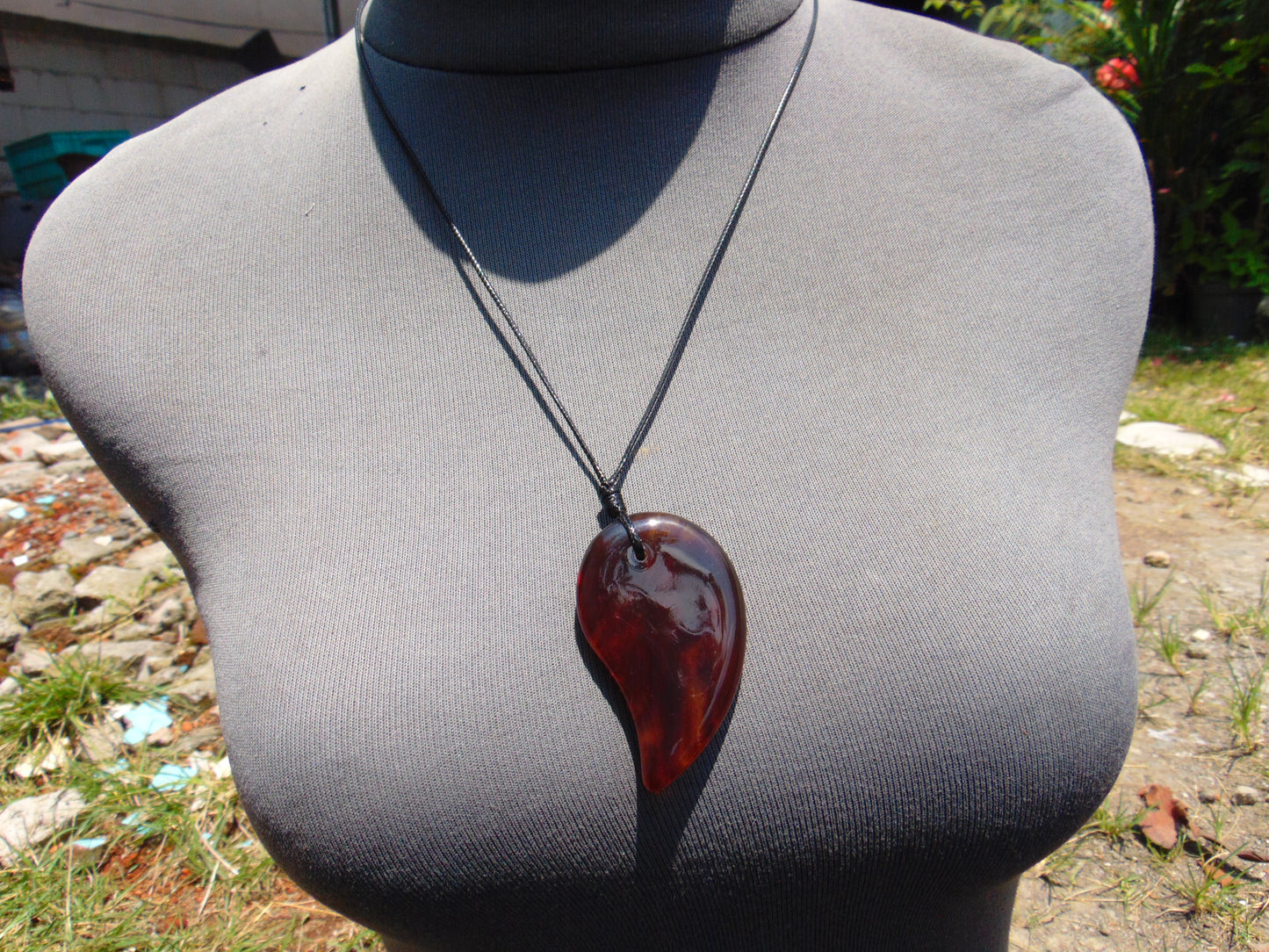 Natural Indonesian Amber Pendant Magatama, 11.5 gram Amber Comma Pendant,Unique Statement Gift for Men Women 26N43