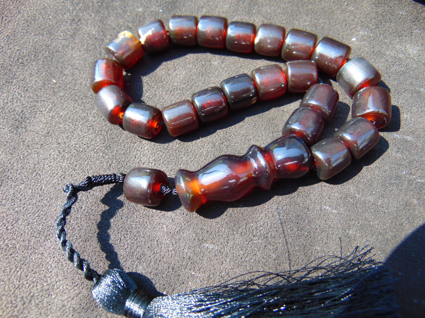 10 gr Komboloi Rosary 22 Beads 12x12 mm Indonesian Dark Red Amber for Healing TU10