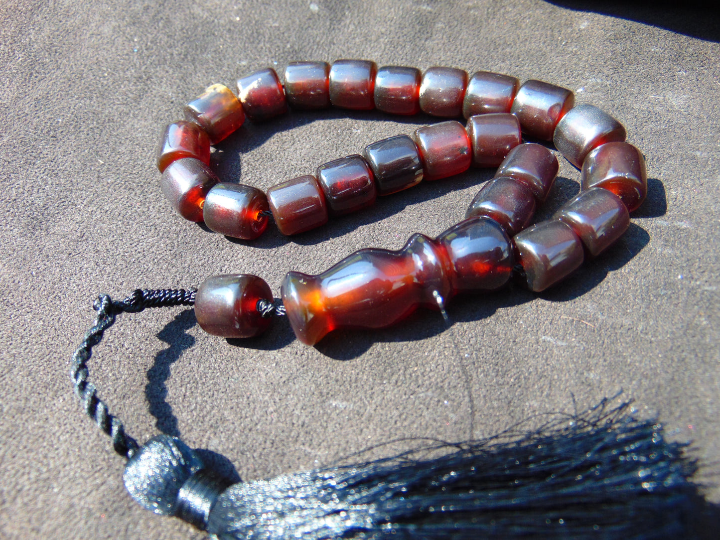 10 gr Komboloi Rosary 22 Beads 12x12 mm Indonesian Dark Red Amber for Healing TU10