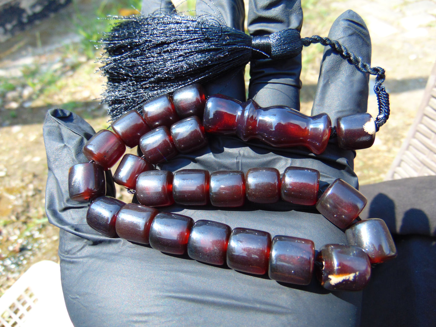 10 gr Komboloi Rosary 22 Beads 12x12 mm Indonesian Dark Red Amber for Healing TU10