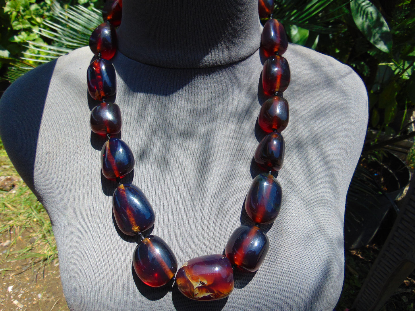 141 gr 15 beads Big Necklace Indonesian blue Amber for Healing FRN6