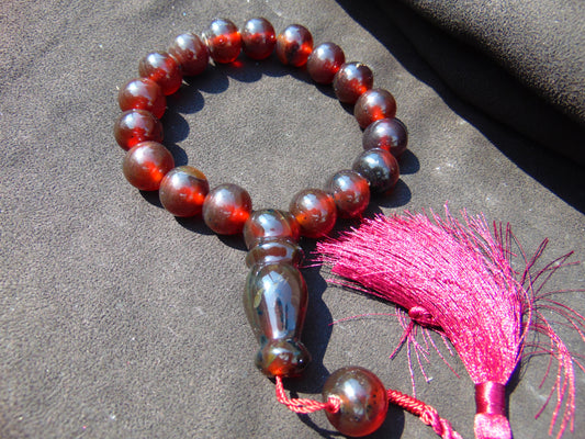 54 gr hand Tasbih 17 Beads 18 mm Indonesian Red Amber for Healing BT8