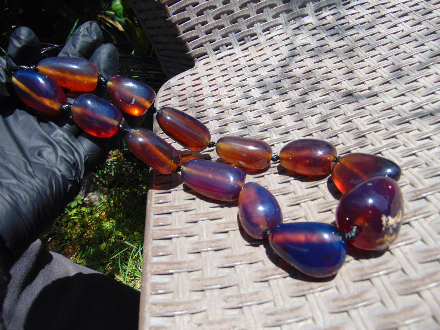136 gr 13 beads Big Necklace Indonesian blue Amber for Healing FRN17