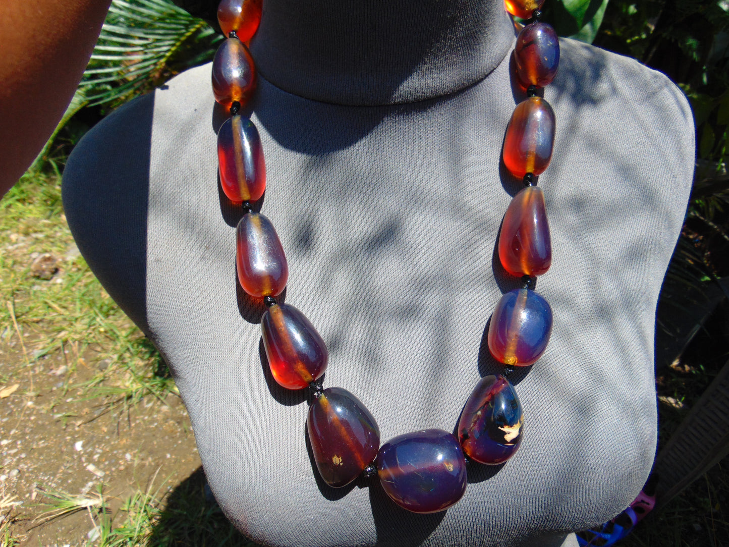 136 gr 13 beads Big Necklace Indonesian blue Amber for Healing FRN17