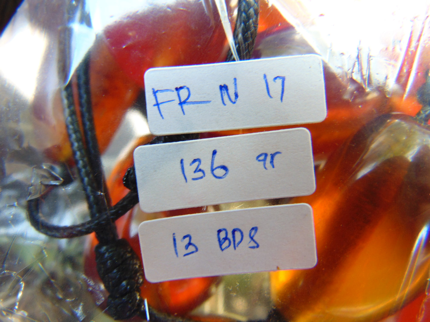 136 gr 13 beads Big Necklace Indonesian blue Amber for Healing FRN17