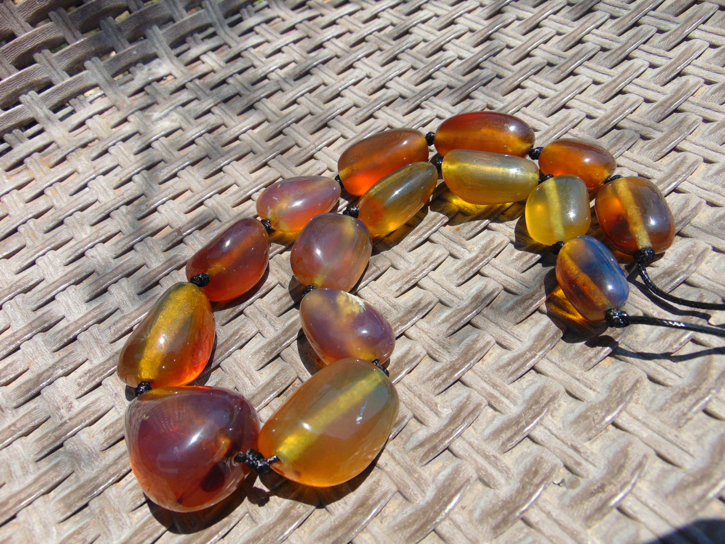 115 gr 15 beads Big Necklace Indonesian blue Amber for Healing FRN5