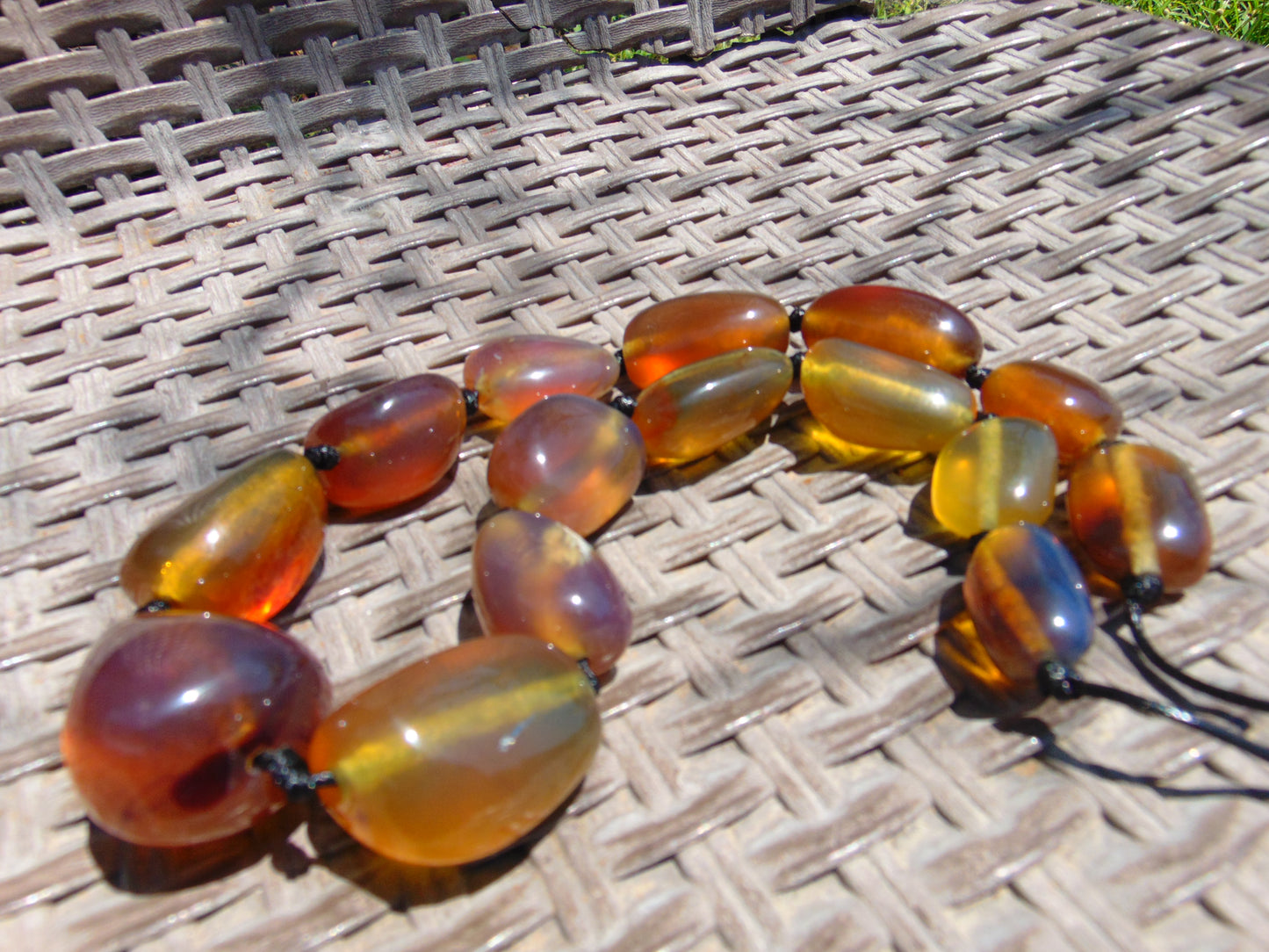 115 gr 15 beads Big Necklace Indonesian blue Amber for Healing FRN5