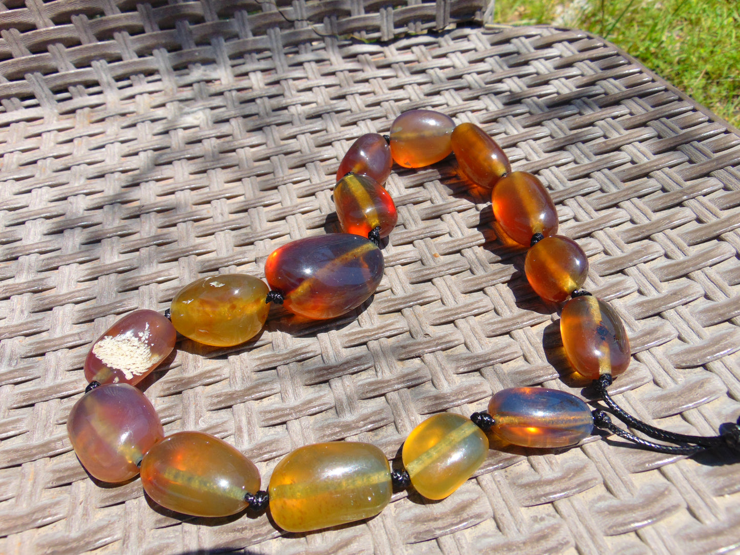 115 gr 15 beads Big Necklace Indonesian blue Amber for Healing FRN5