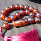 55 gr Hand Tasbih 17 Beads 18 mm Indonesian Crystal Red Amber for Healing BT7
