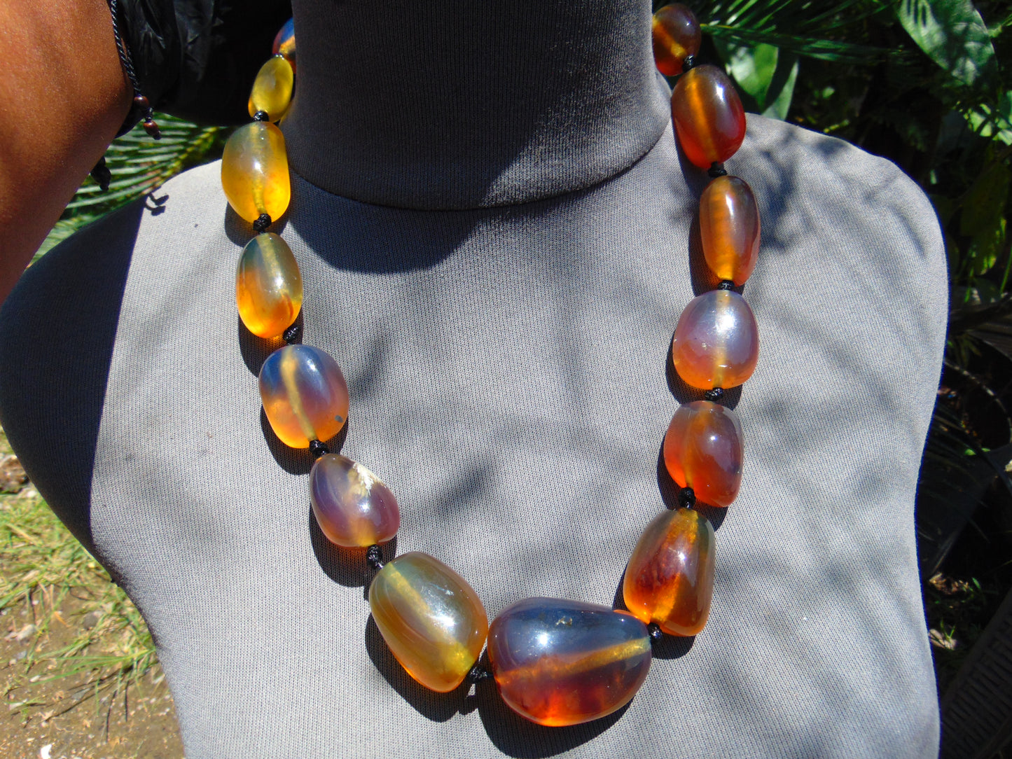 115 gr 15 beads Big Necklace Indonesian blue Amber for Healing FRN5