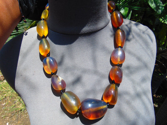 115 gr 15 beads Big Necklace Indonesian blue Amber for Healing FRN5