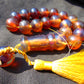 53 gr Hand Tasbih 17 Beads 18 mm Indonesian Yellow Blue Amber for Healing BT9