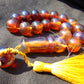 53 gr Hand Tasbih 17 Beads 18 mm Indonesian Yellow Blue Amber for Healing BT9