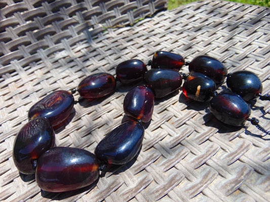 150 gr 13 beads Big Necklace Indonesian blue Amber for Healing FRN15