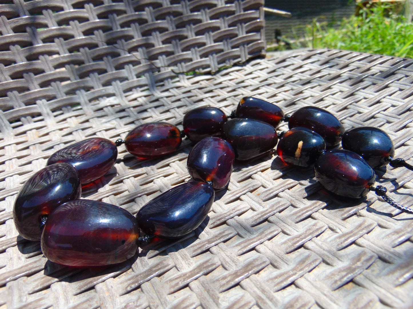 150 gr 13 beads Big Necklace Indonesian blue Amber for Healing FRN15