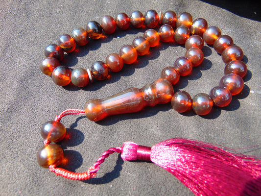 42 gr Hand Tasbih 33+2 Beads 12 mm Indonesian Red Amber for Healing BT3