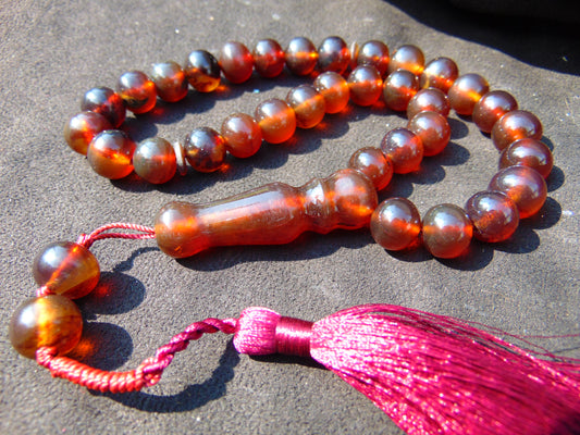 42 gr Hand Tasbih 33+2 Beads 12 mm Indonesian Cherry Red Amber for Healing TB3