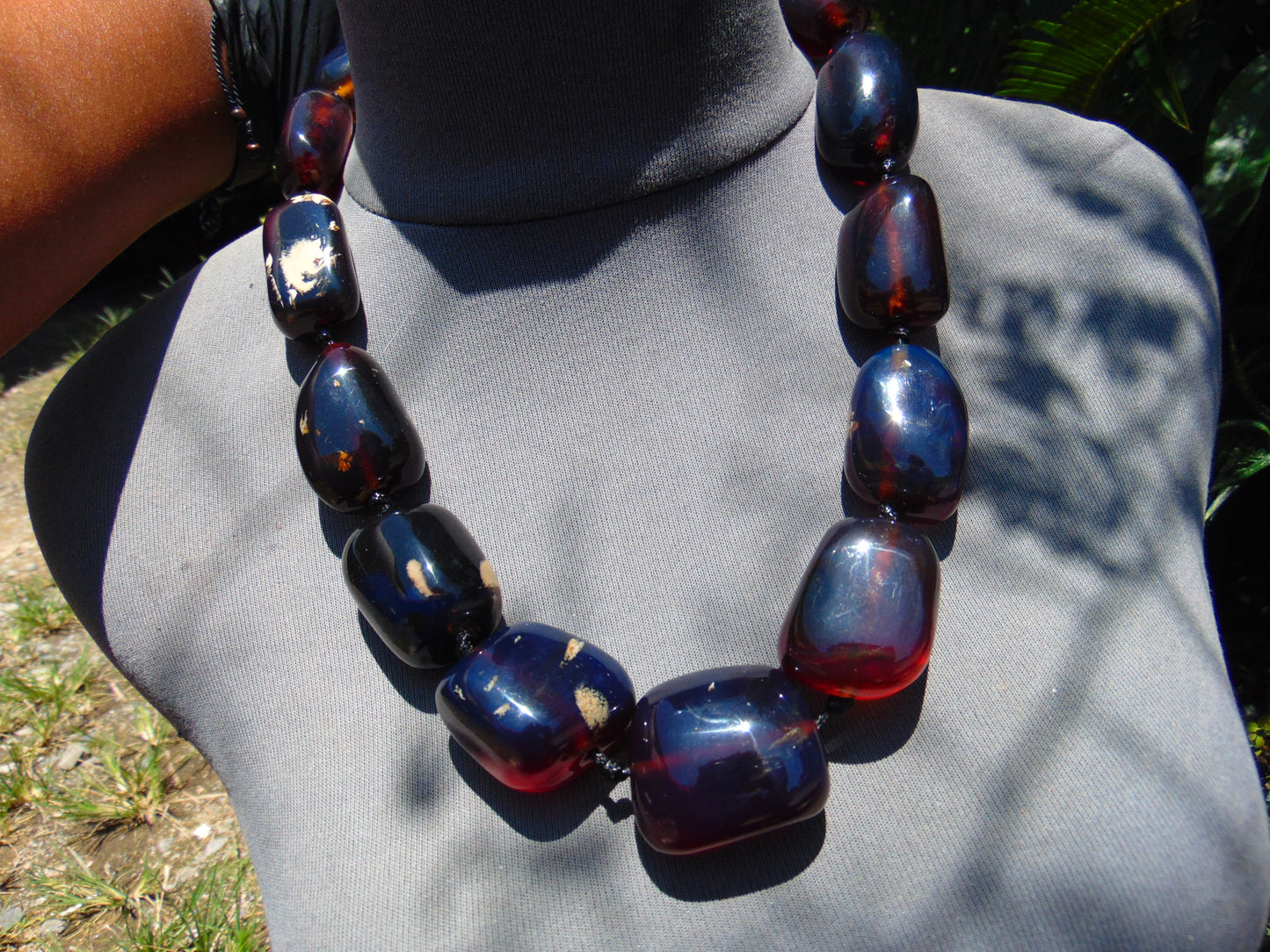 174 gr 13 beads Big Necklace Indonesian blue Amber for Healing FRN12