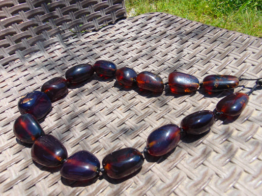 137 gr 15 beads Big Necklace Indonesian blue Amber for Healing FRN10