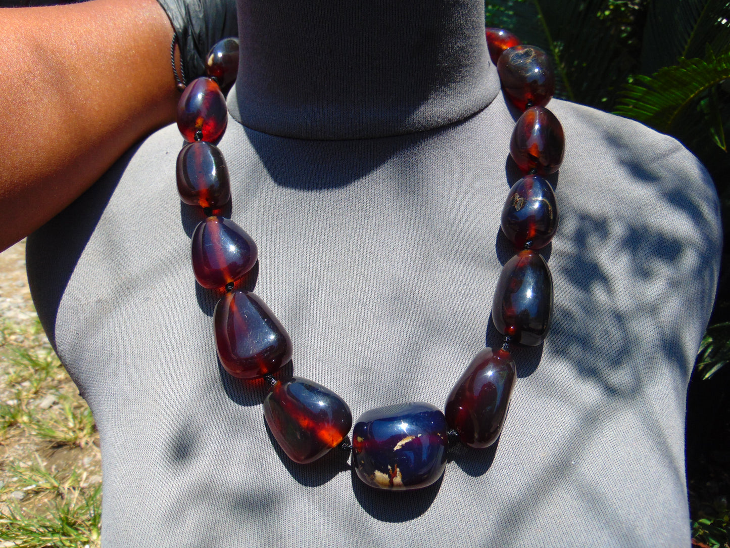 137 gr 15 beads Big Necklace Indonesian blue Amber for Healing FRN10