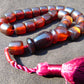 38 gr Komboloi Rosary 22 Beads 12x12 mm Indonesian Red Bluish Amber for Healing TU18