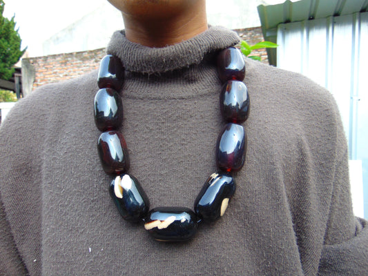 226 gr Big Necklace Indonesian Dark Blue Amber for Healing NEC27