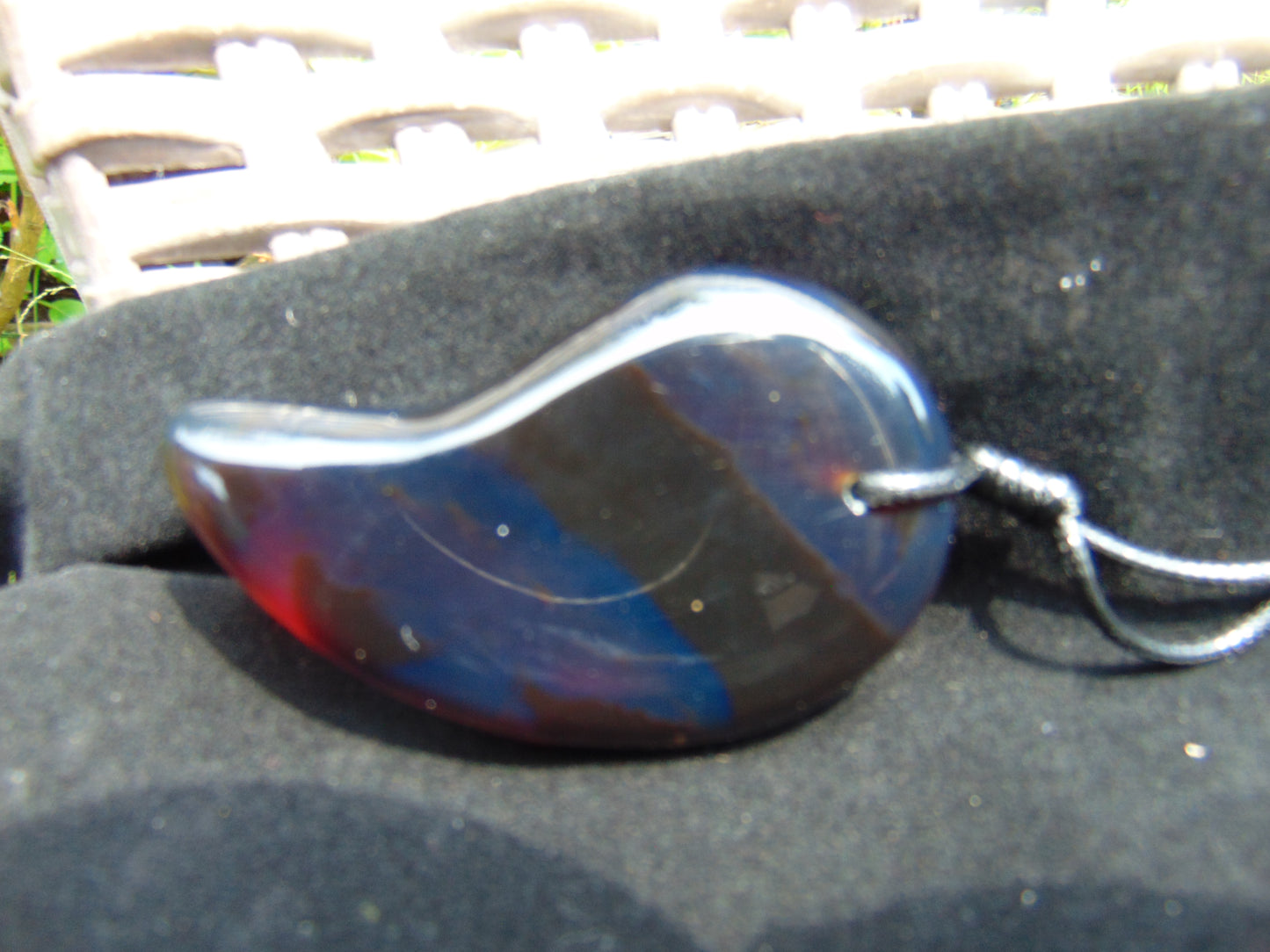Natural Indonesian Blue Amber Pendant Magatama, 30 gram Amber Comma Pendant,Unique Statement Gift for Men Women 26A10