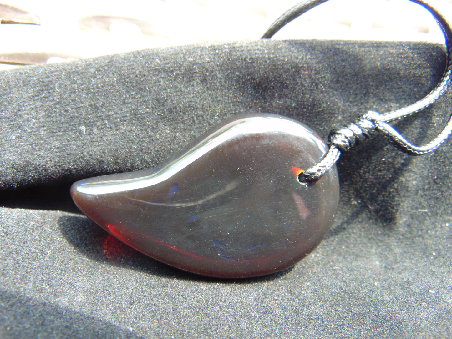 Natural Indonesian Amber Pendant Magatama, 14 gram Amber Comma Pendant,Unique Statement Gift for Men Women 26A11
