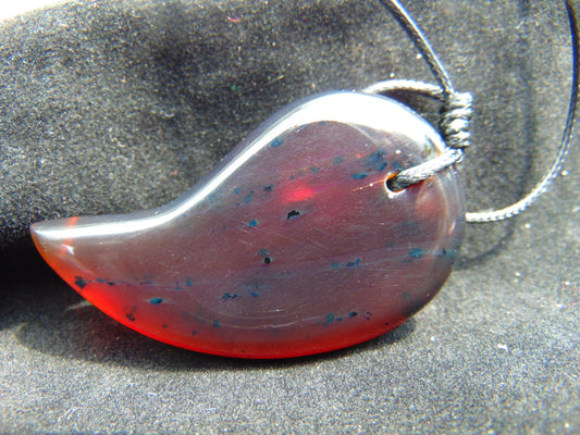 Natural Indonesian Crystal Amber Pendant Magatama, 11 gram Amber Comma Pendant,Unique Statement Gift for Men Women 26A53